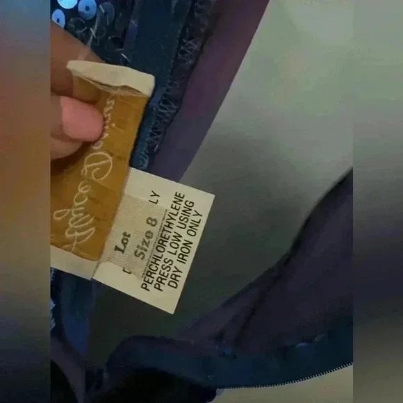 Vintage Alyce Designs Sapphire Blue Sequin Beaded Dress Size 8 - Picture 12 of 12